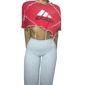 Adidas Reworked Contrast Stitch Asymmetrical Crop Top